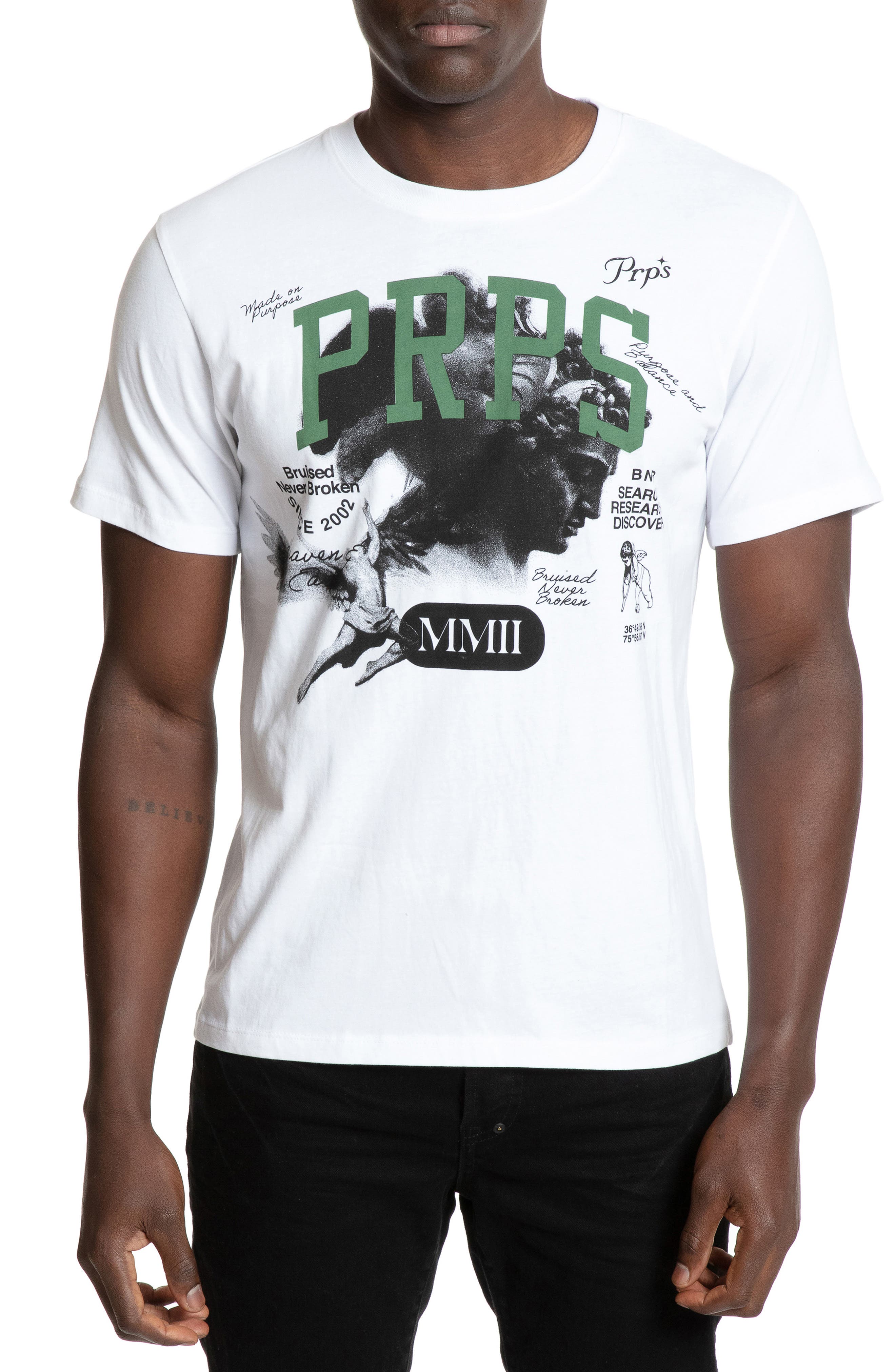 NWT $88 White Peace Sign 100% Cotton Men's T-Shirt Tee Shirt M PRPS Goods & Co